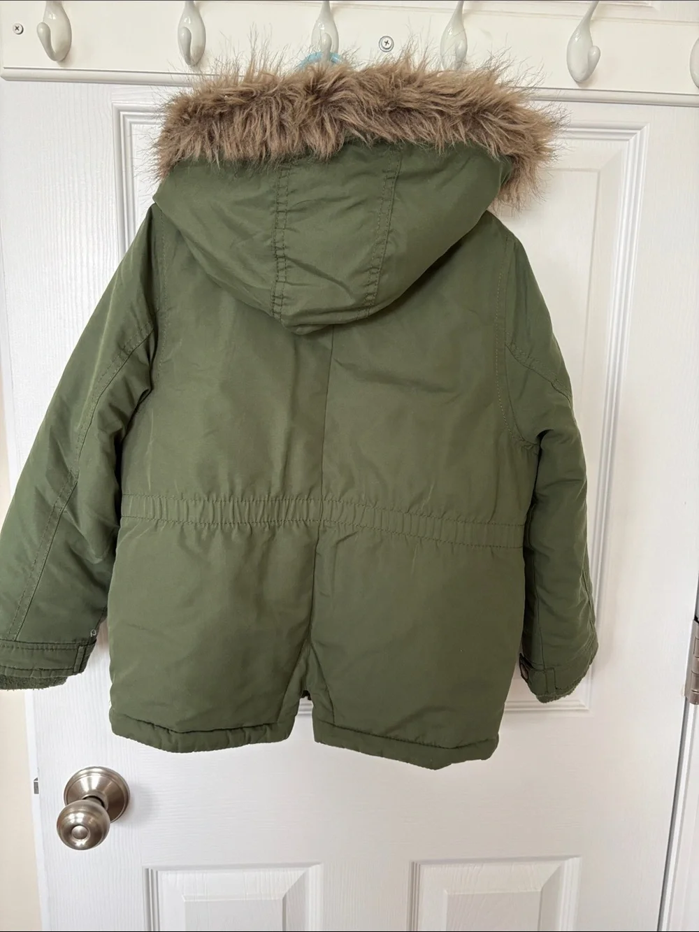 Carter's Olive Green Hooded Puffer Jacket with Faux Fur Trim size 5/6